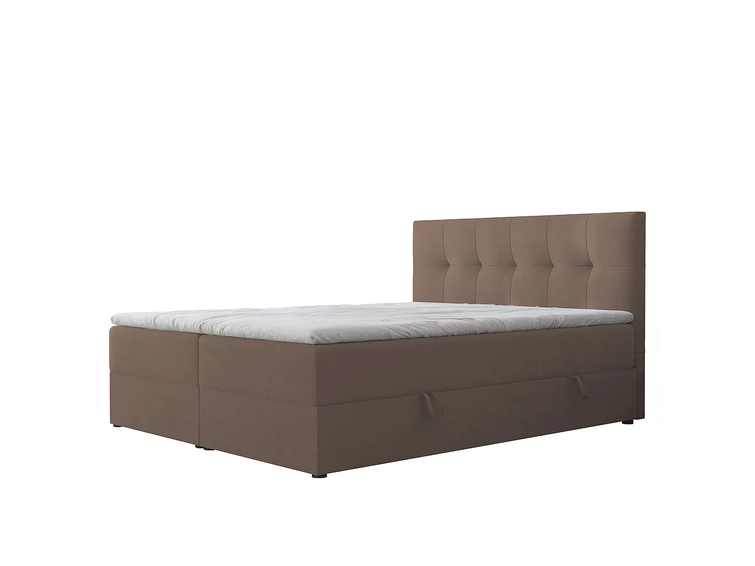 Lit continental rembourré avec surmatelas, marron - 200x200 - RENZO