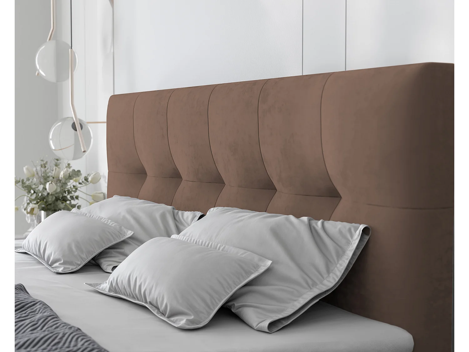 Lit continental rembourré avec surmatelas, marron - 200x200 - RENZO