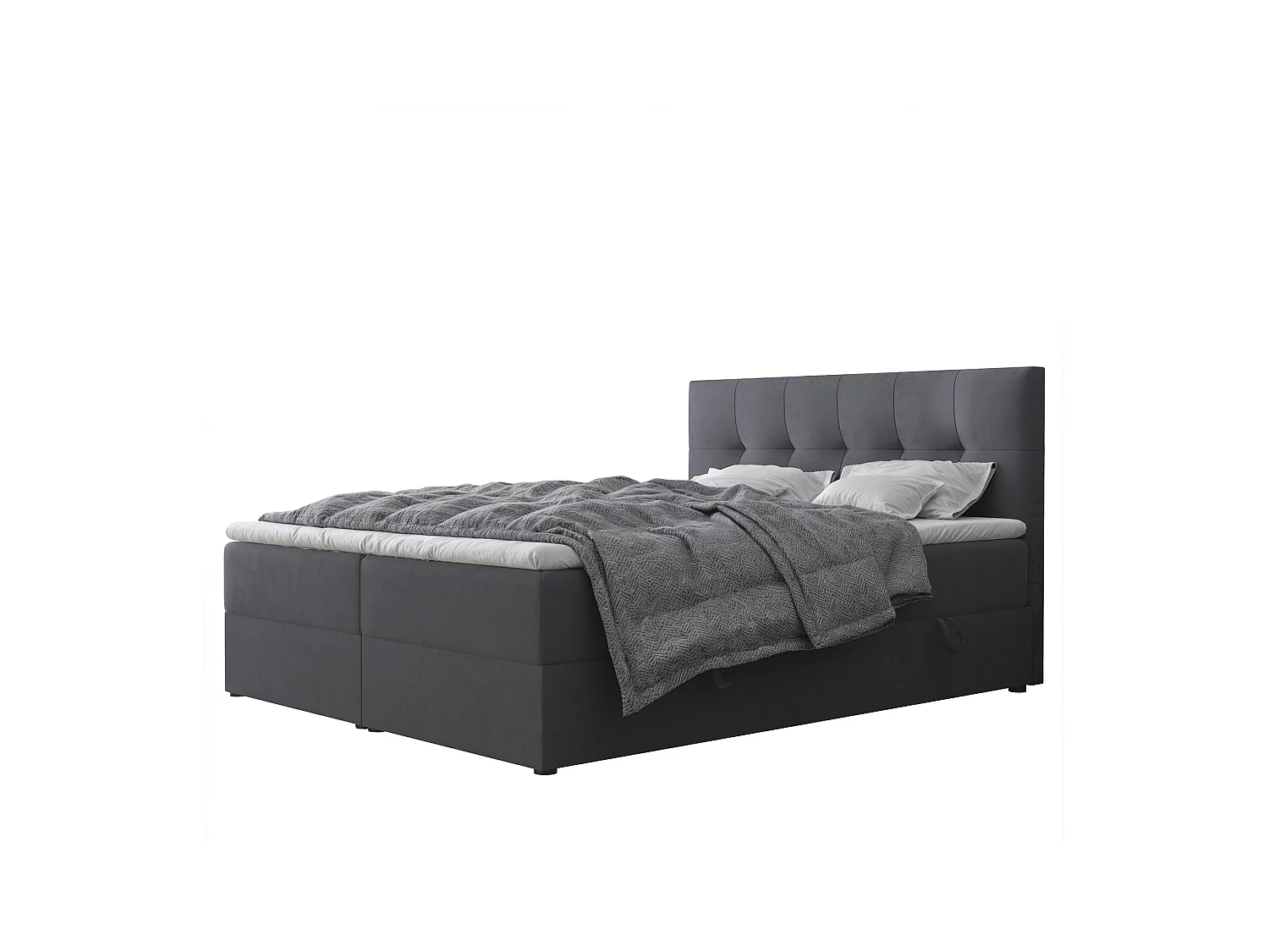 Lit continental rembourré avec surmatelas, gris anthracite - 120x200 - REZNO