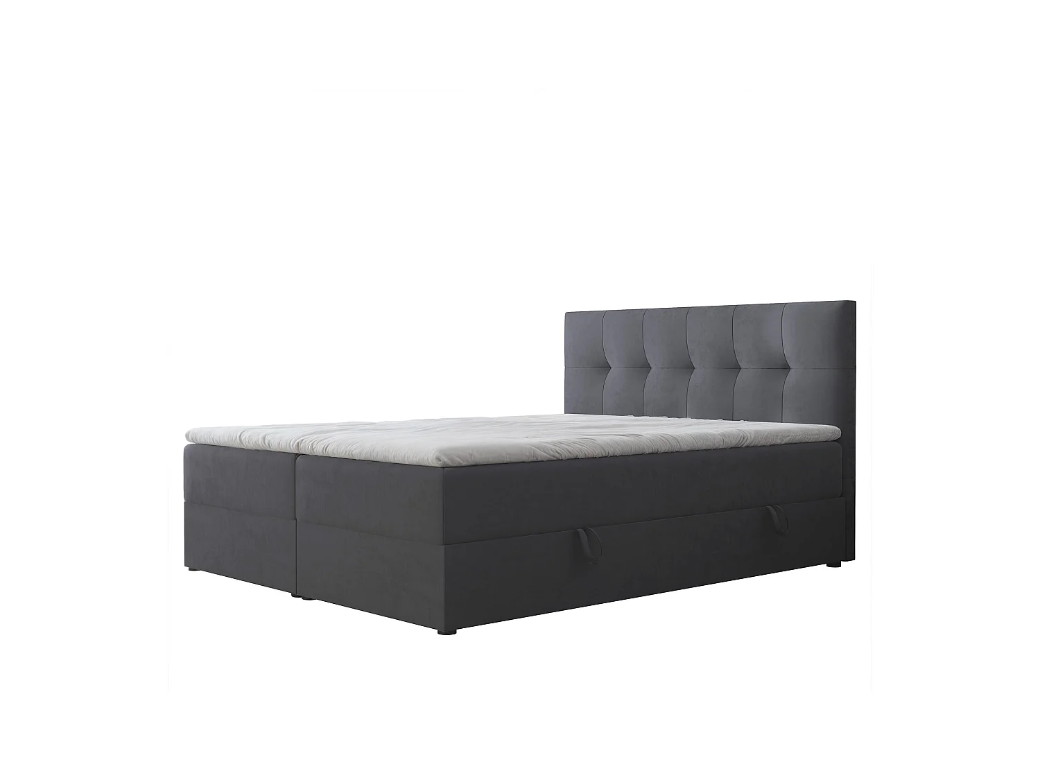 Lit continental rembourré avec surmatelas, gris anthracite - 120x200 - REZNO
