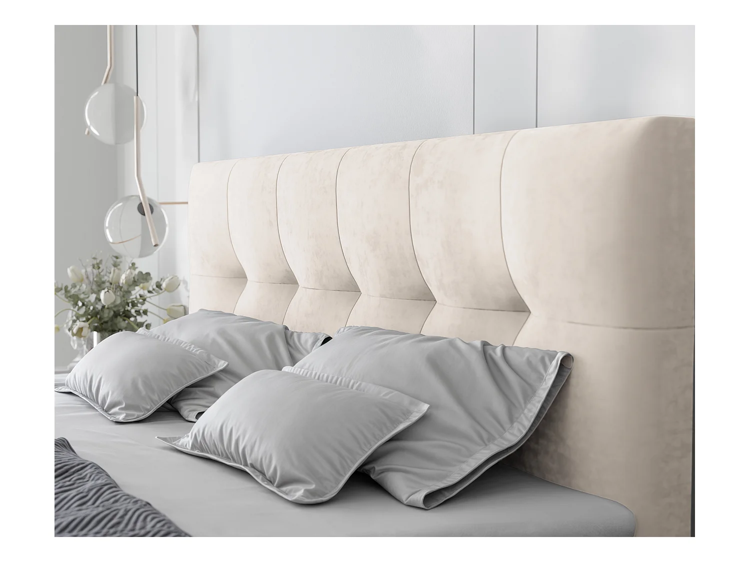 Lit continental rembourré avec surmatelas, beige - 200x200 - RENZO