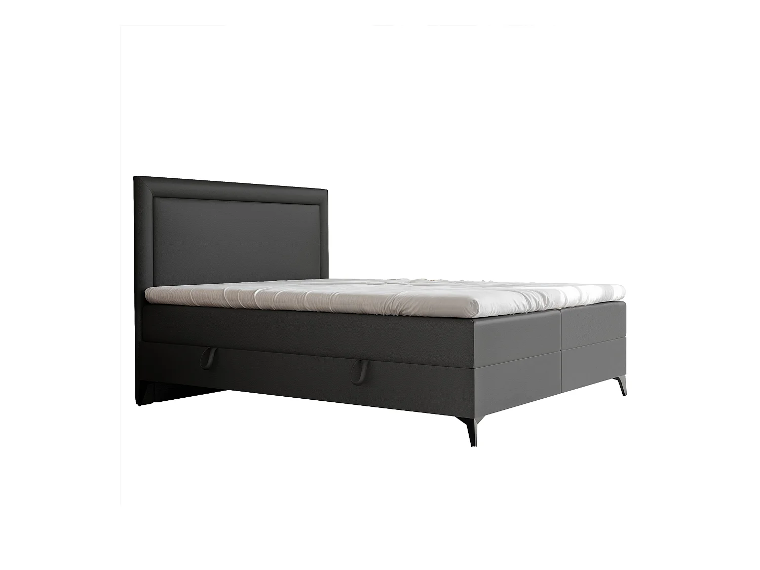 Lit continental rembourré avec surmatelas, noir  - 200x200 - NERO