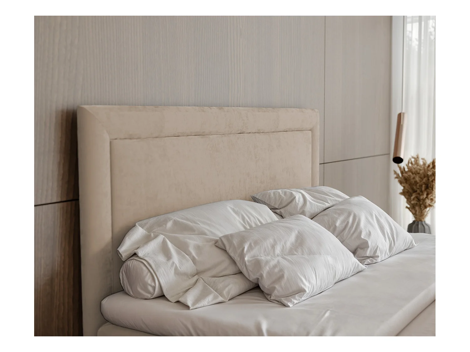 Lit continental rembourré avec surmatelas, crème - 180x200 - NERO