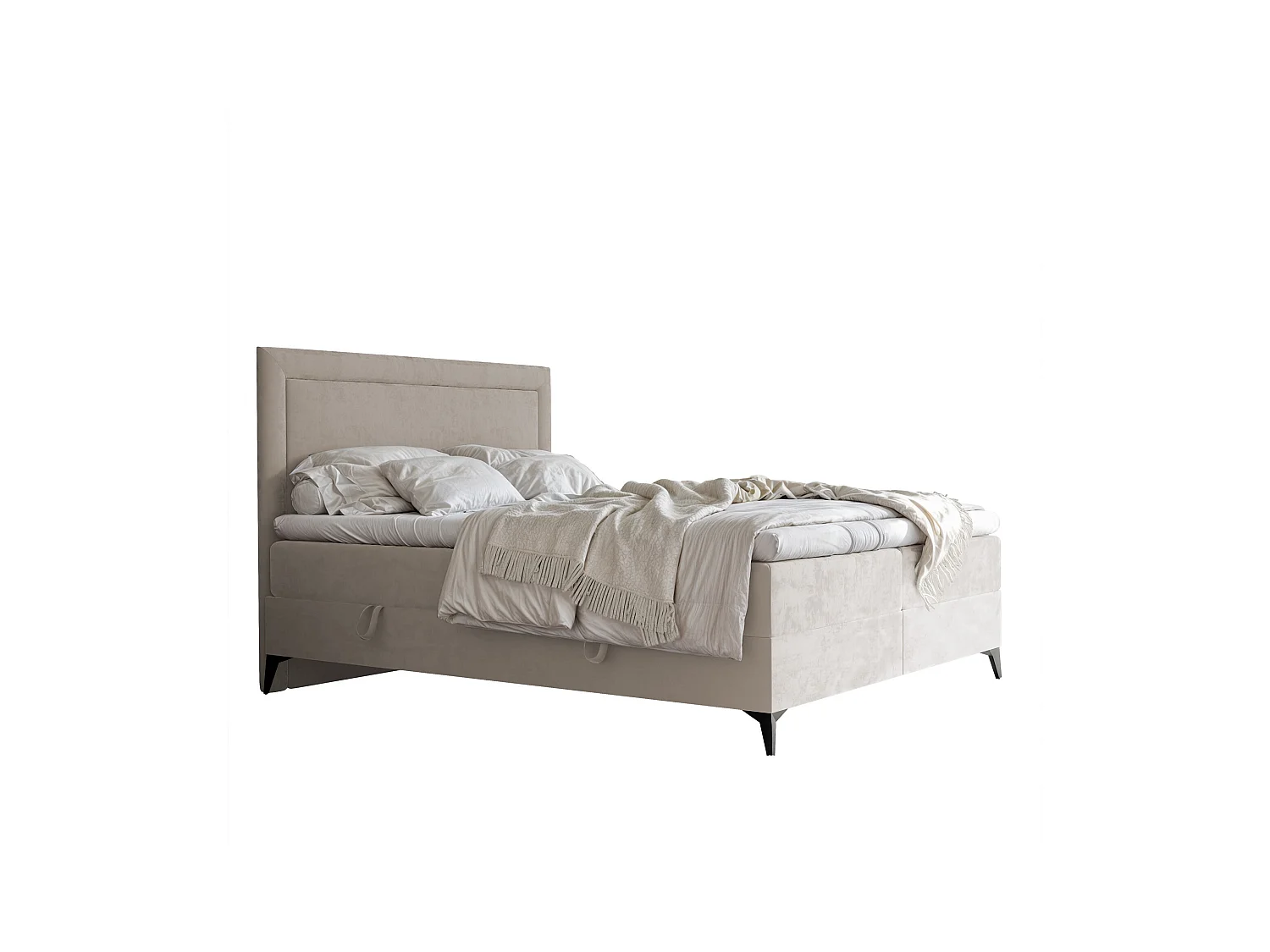 Lit continental rembourré avec surmatelas, beige - 180x200 - NERO