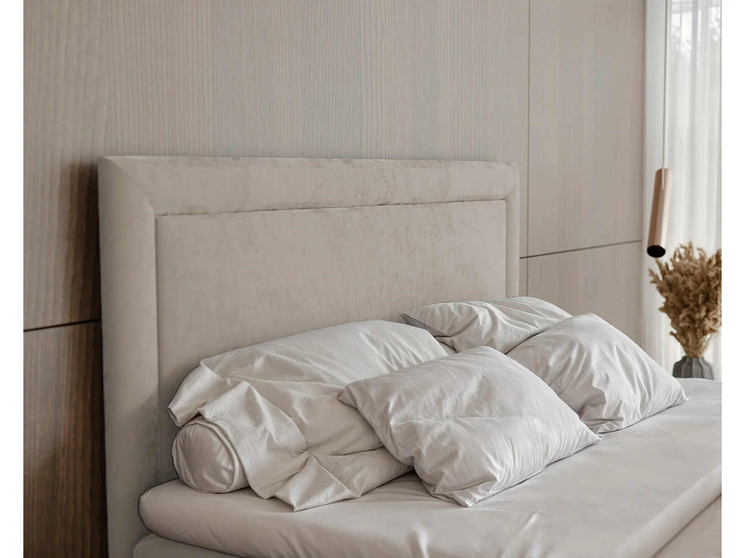 Lit continental rembourré avec surmatelas, beige - 180x200 - NERO