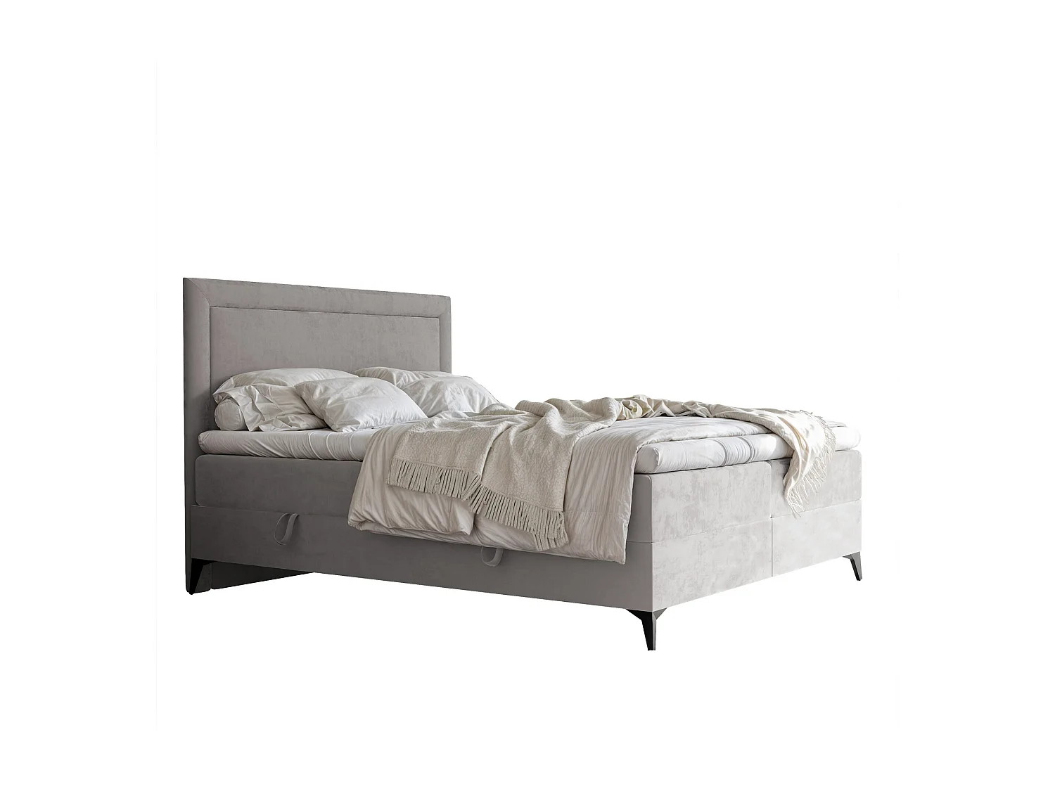 Lit continental rembourré avec surmatelas, gris - 160x200 - NERO