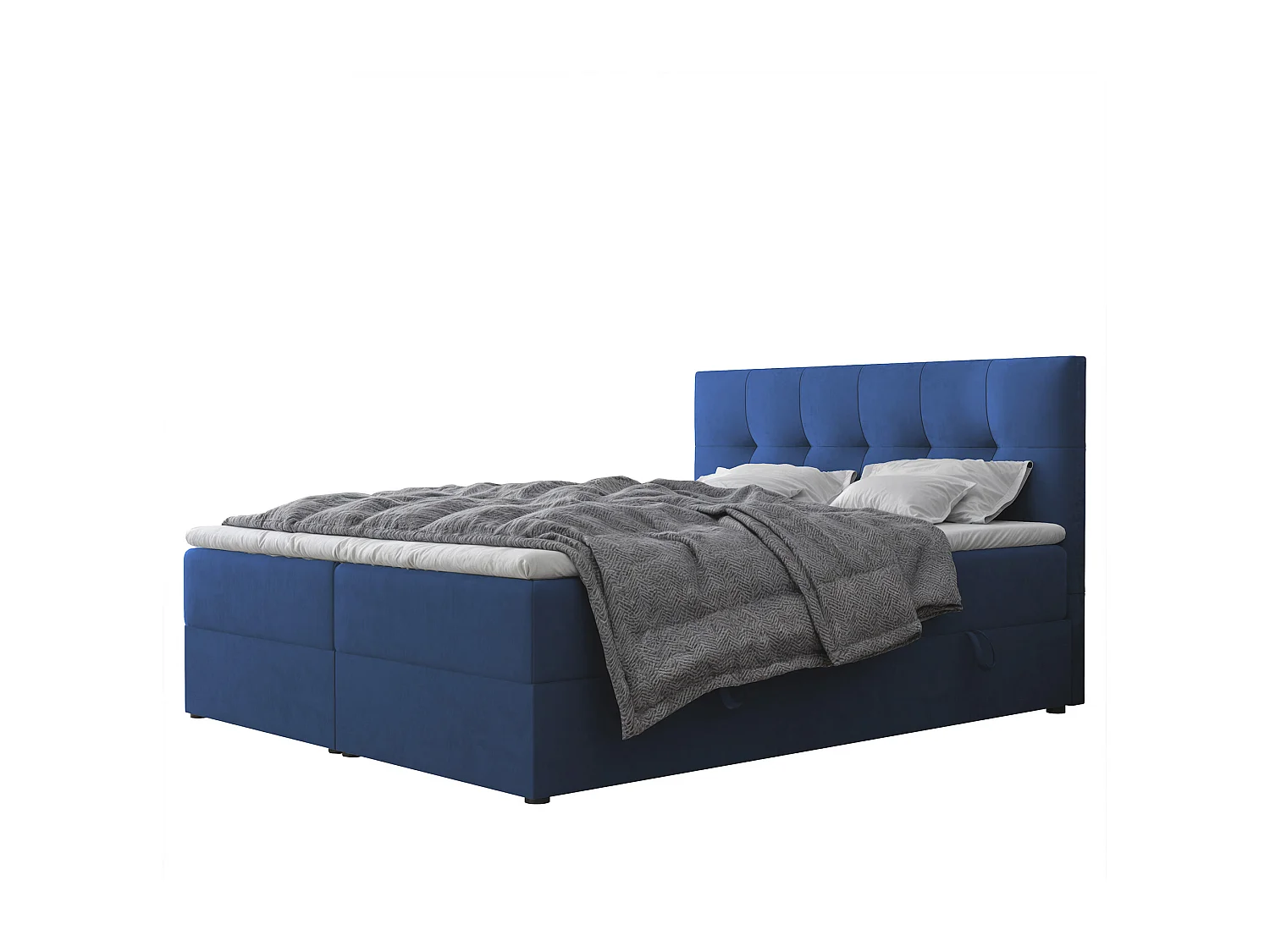 Lit continental rembourré avec surmatelas, bleu - 180x200 - RENZO