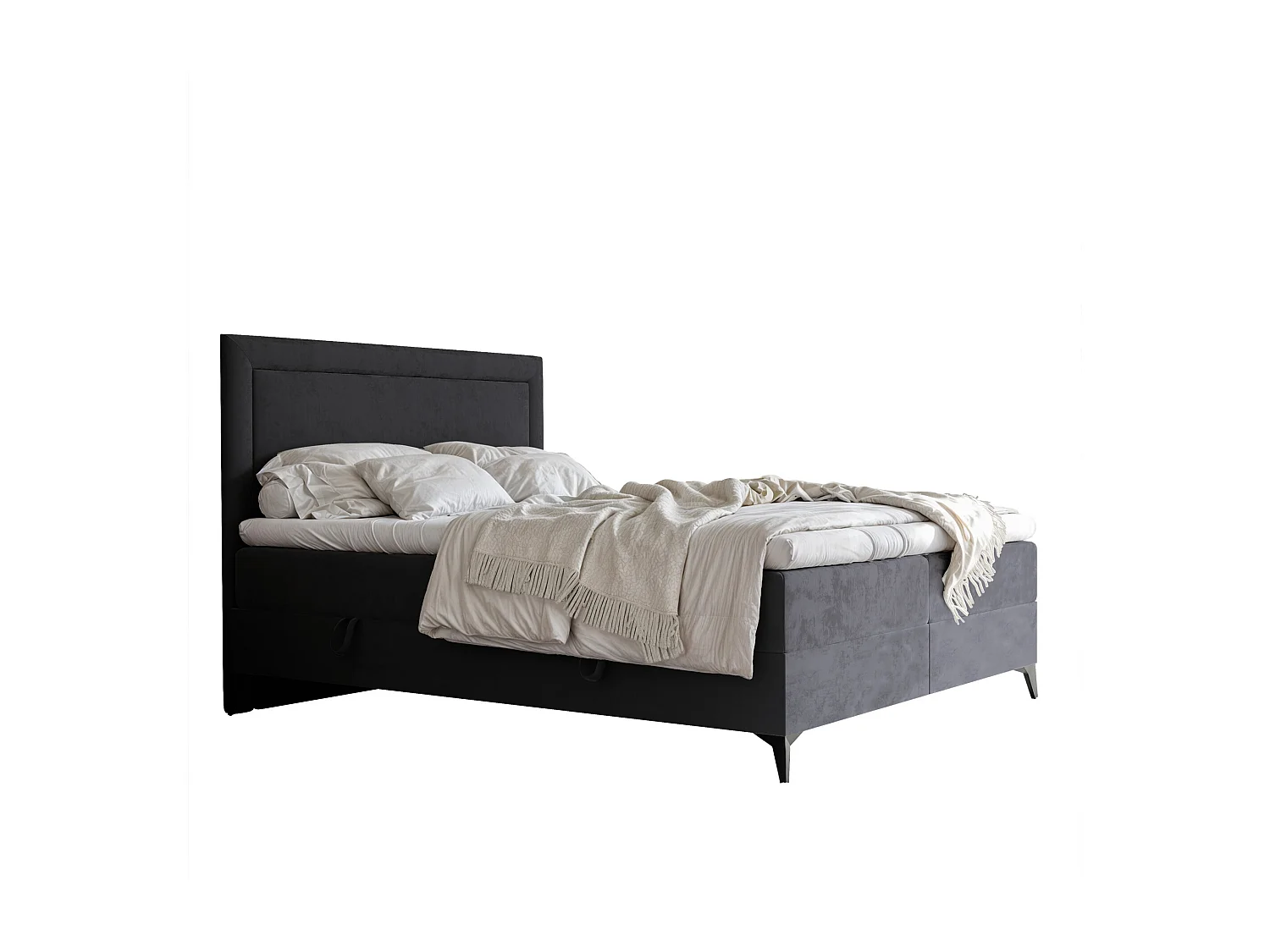 Lit continental rembourré avec surmatelas, noir - 160x200 - NERO