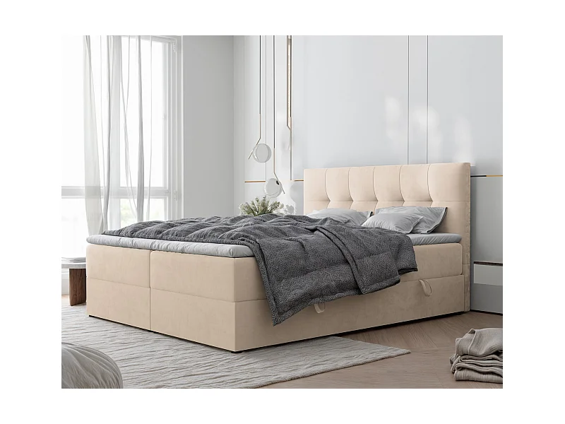 Lit continental rembourré avec surmatelas, crème - 180x200 - RENZO