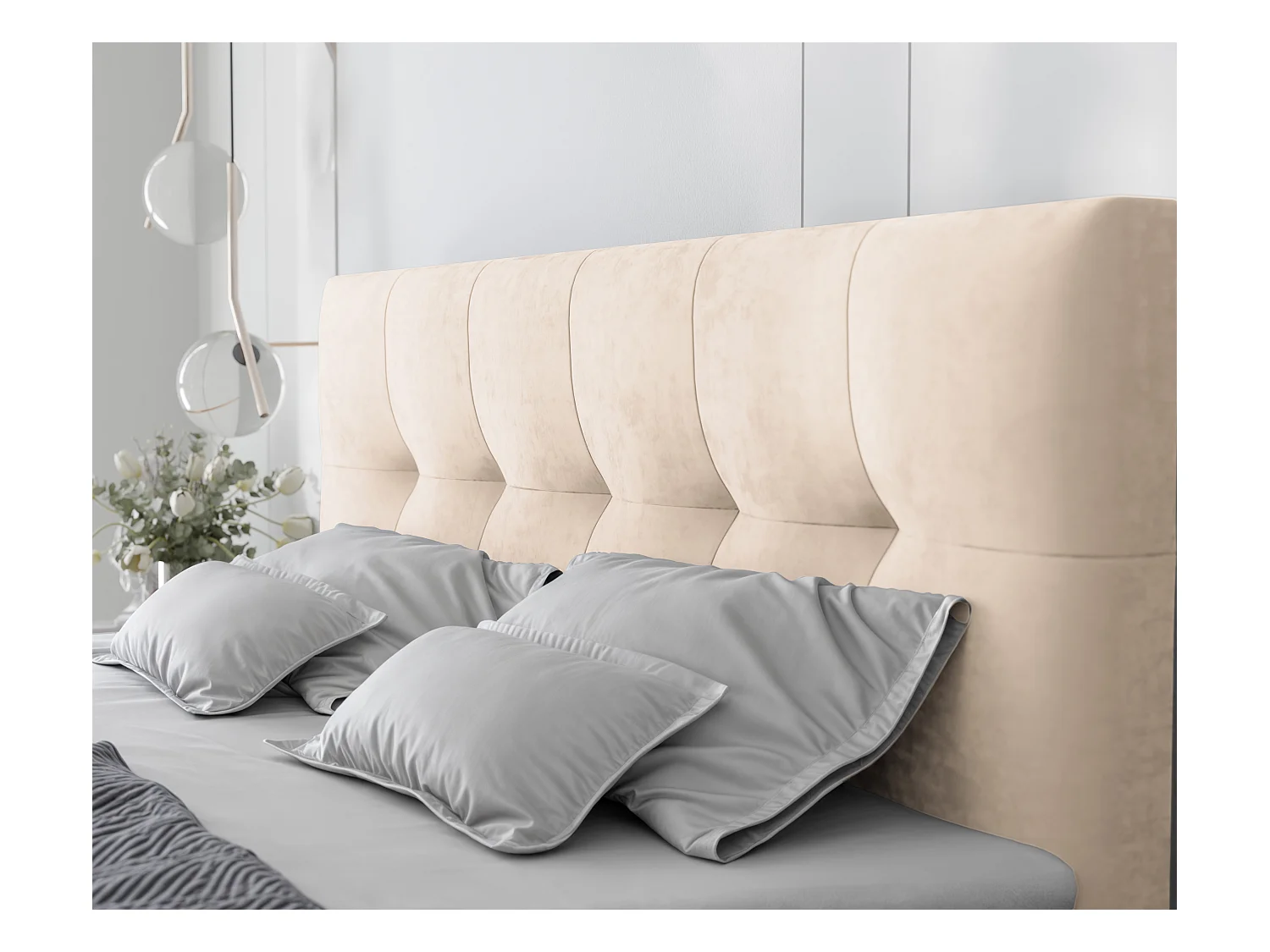 Lit continental rembourré avec surmatelas, crème - 180x200 - RENZO