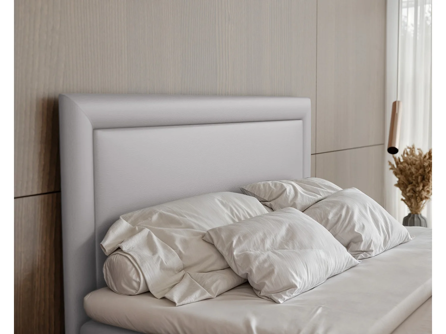 Lit continental rembourré avec surmatelas, gris  - 160x200 - NERO