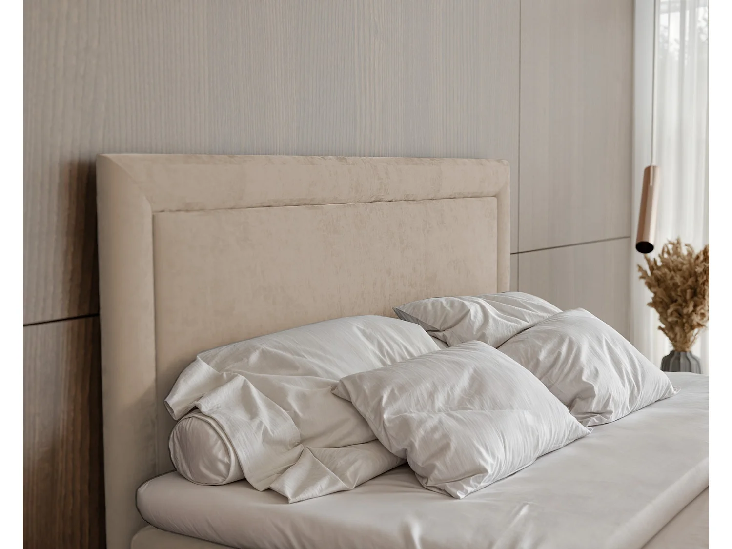 Lit continental rembourré avec surmatelas, crème - 160x200 - NERO