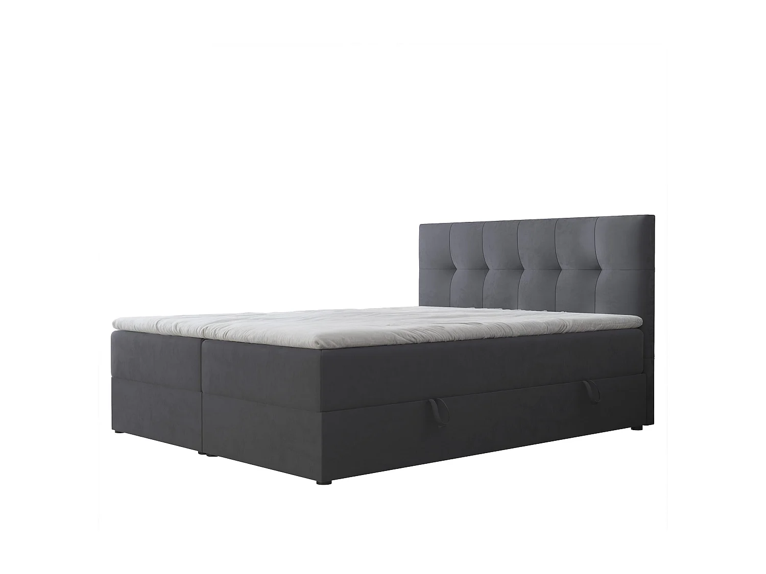 Lit continental rembourré avec surmatelas, gris anthracite - 140x200 - RENZO