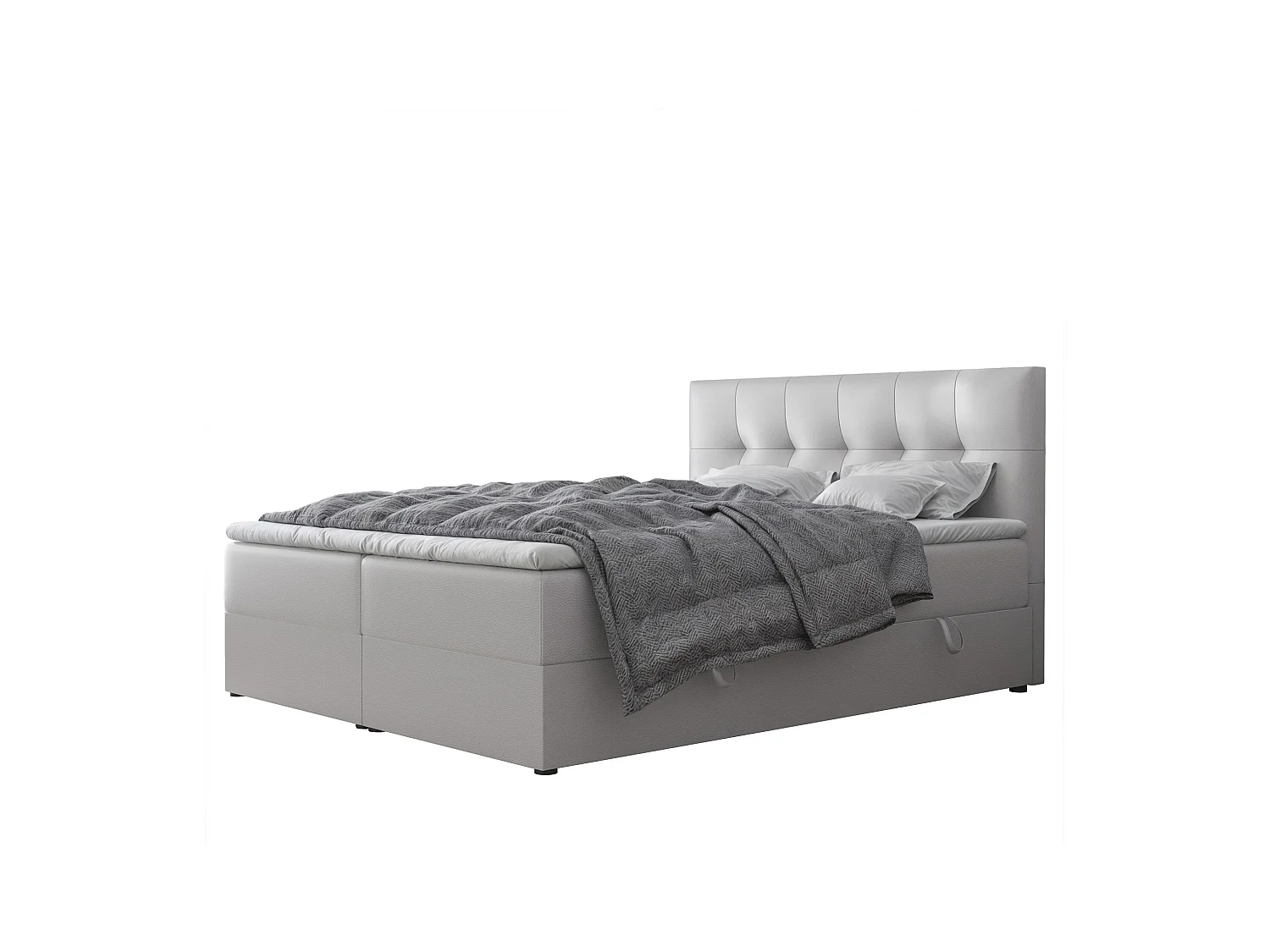 Lit continental rembourré avec surmatelas, gris  - 120x200 - RENZO