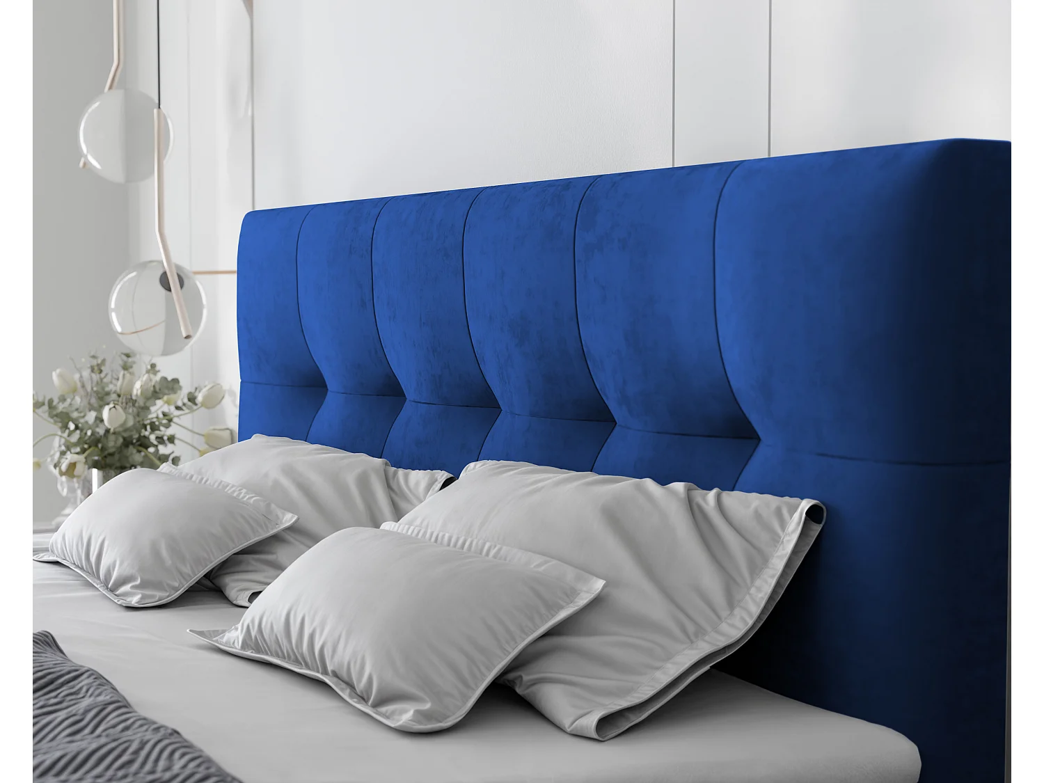 Lit continental rembourré avec surmatelas, bleu - 140x200 - RENZO