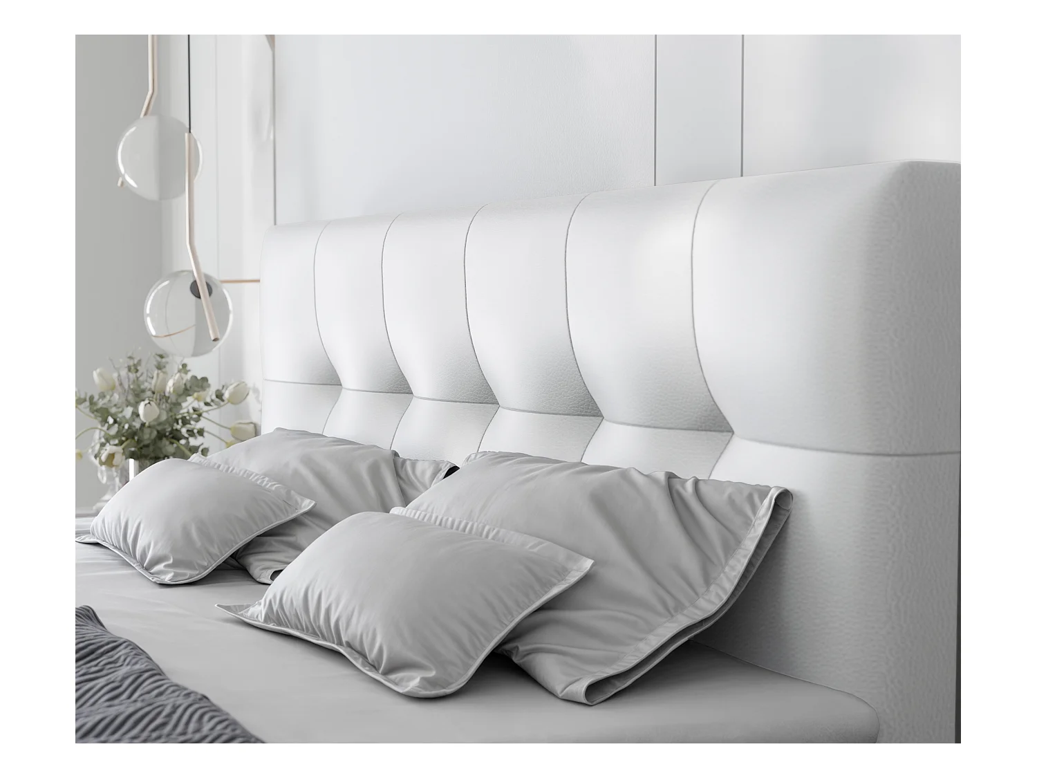 Lit continental rembourré avec surmatelas, blanc  - 120x200 - RENZO