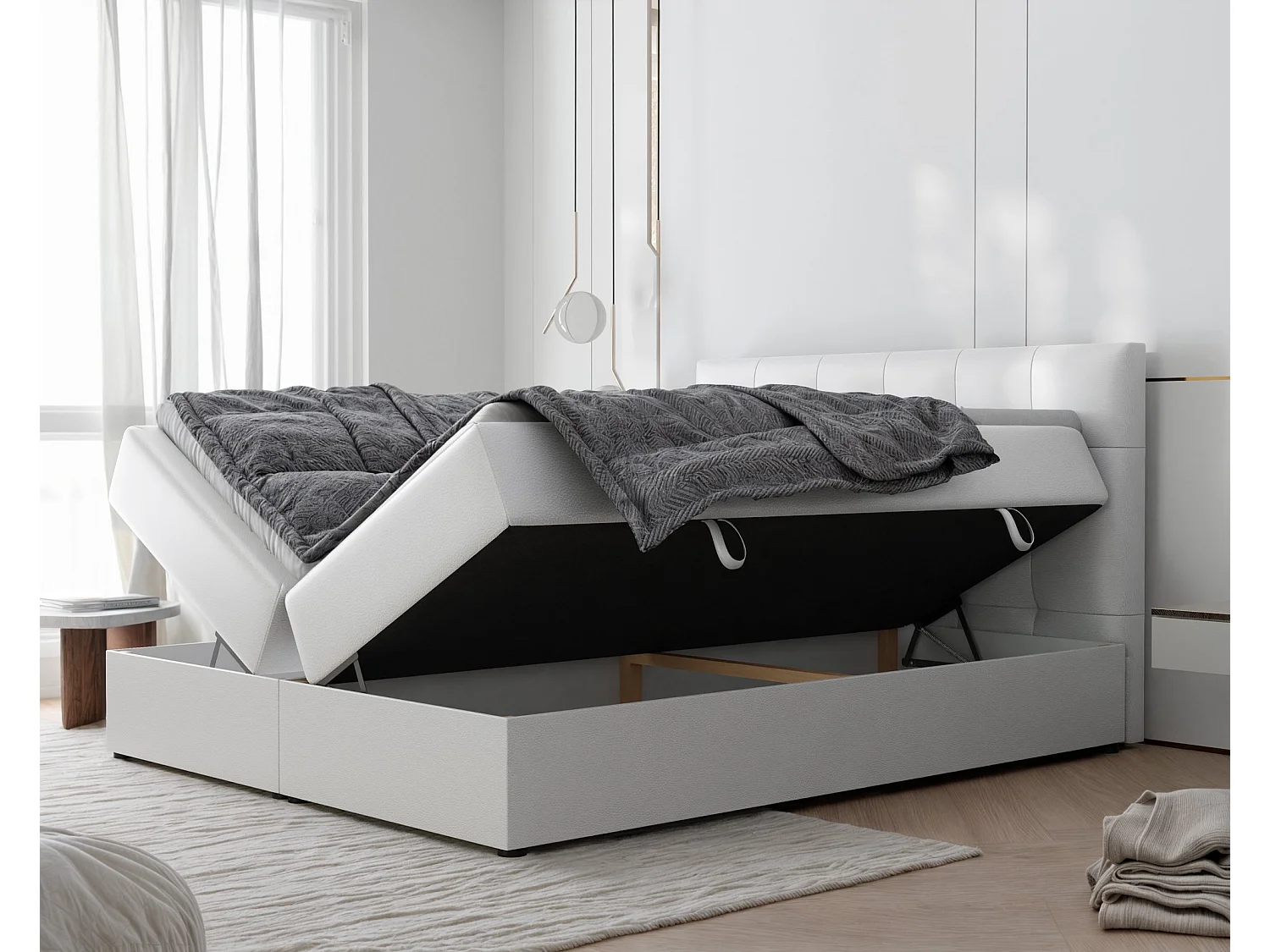 Lit continental rembourré avec surmatelas, blanc  - 120x200 - RENZO