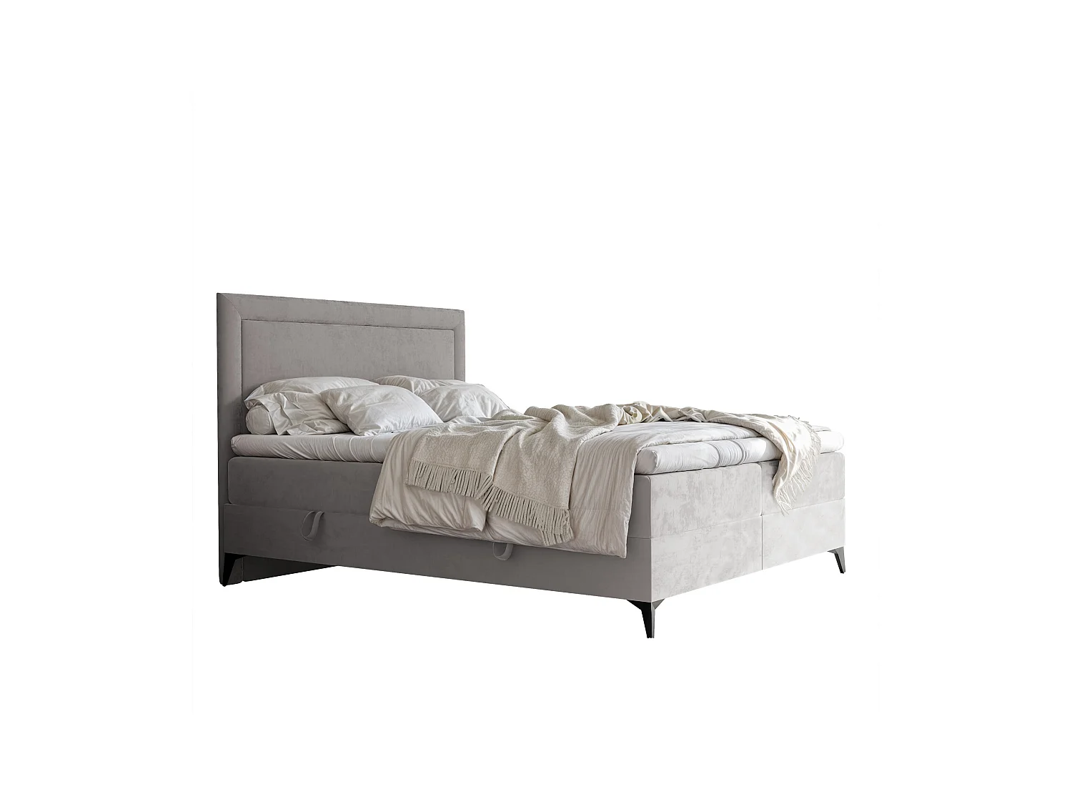 Lit continental rembourré avec surmatelas, gris - 140x200 - NERO
