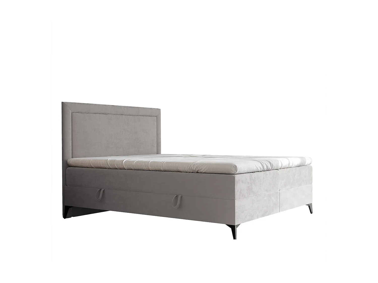 Lit continental rembourré avec surmatelas, gris - 140x200 - NERO