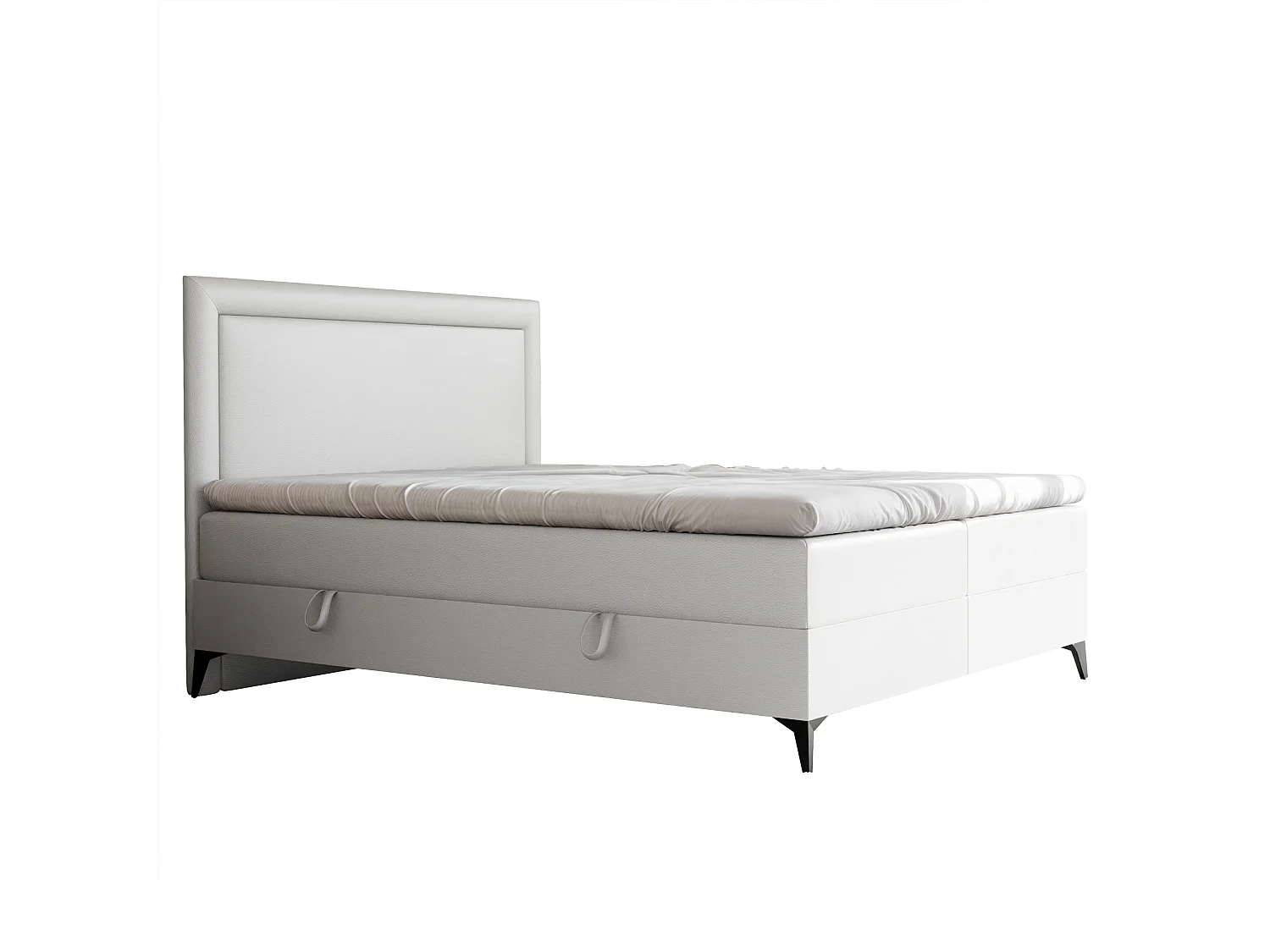 Lit continental rembourré avec surmatelas, blanc  - 160x200 - NERO