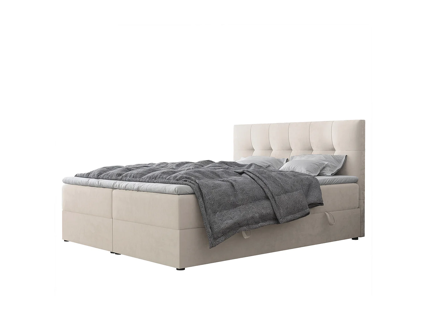 Lit continental rembourré avec surmatelas, beige - 140x200 - RENZO