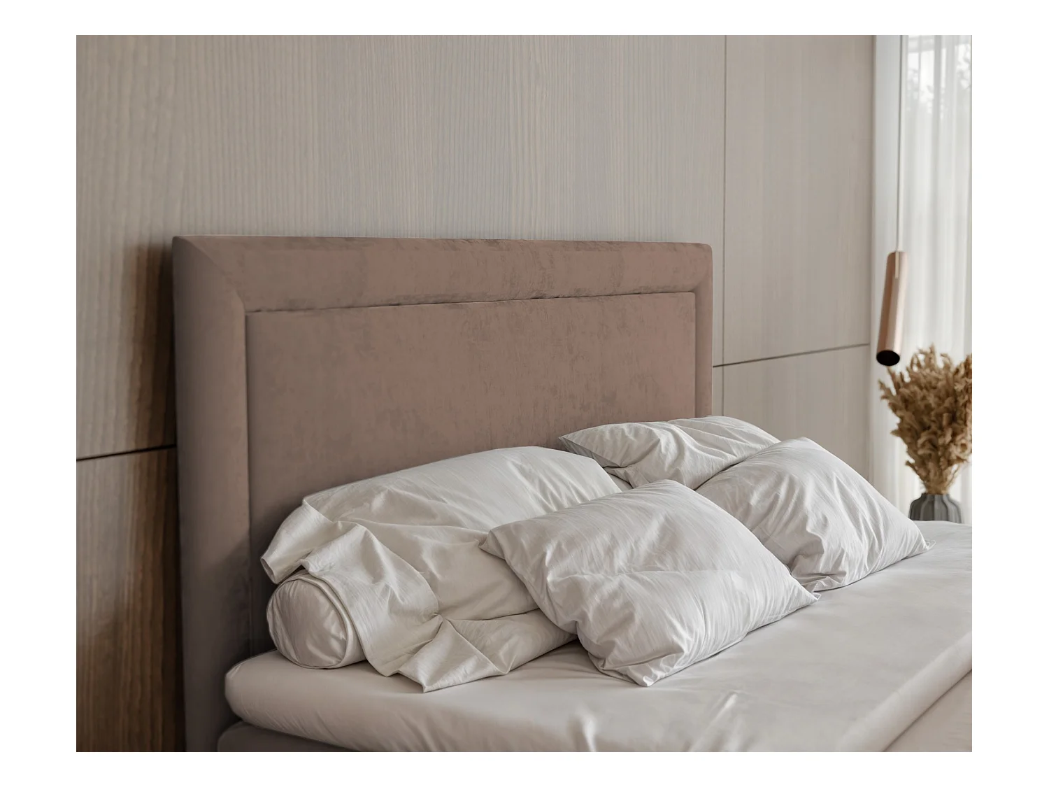 Lit continental rembourré avec surmatelas, marron - 160x200 - NERO