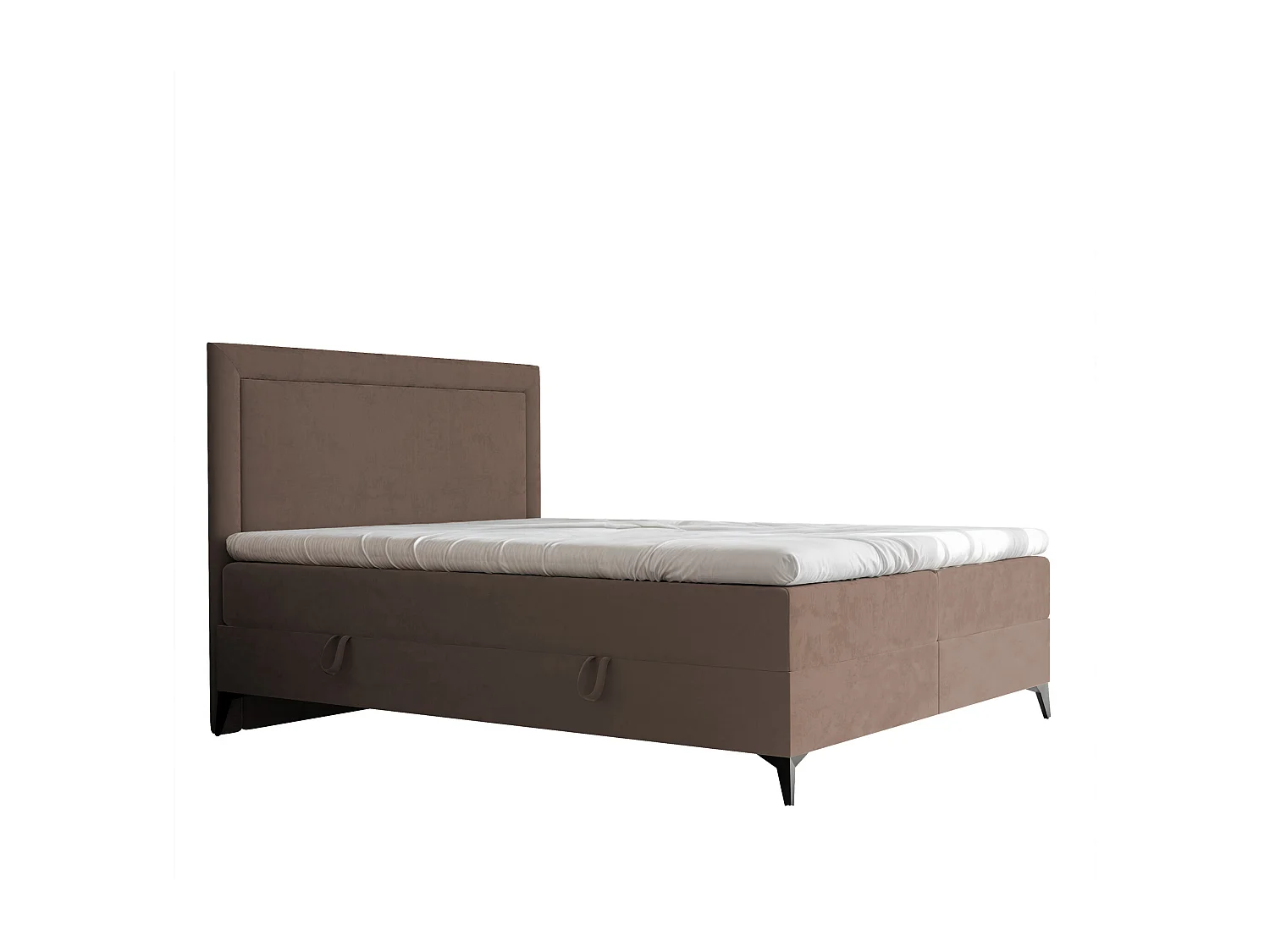 Lit continental rembourré avec surmatelas, marron - 160x200 - NERO