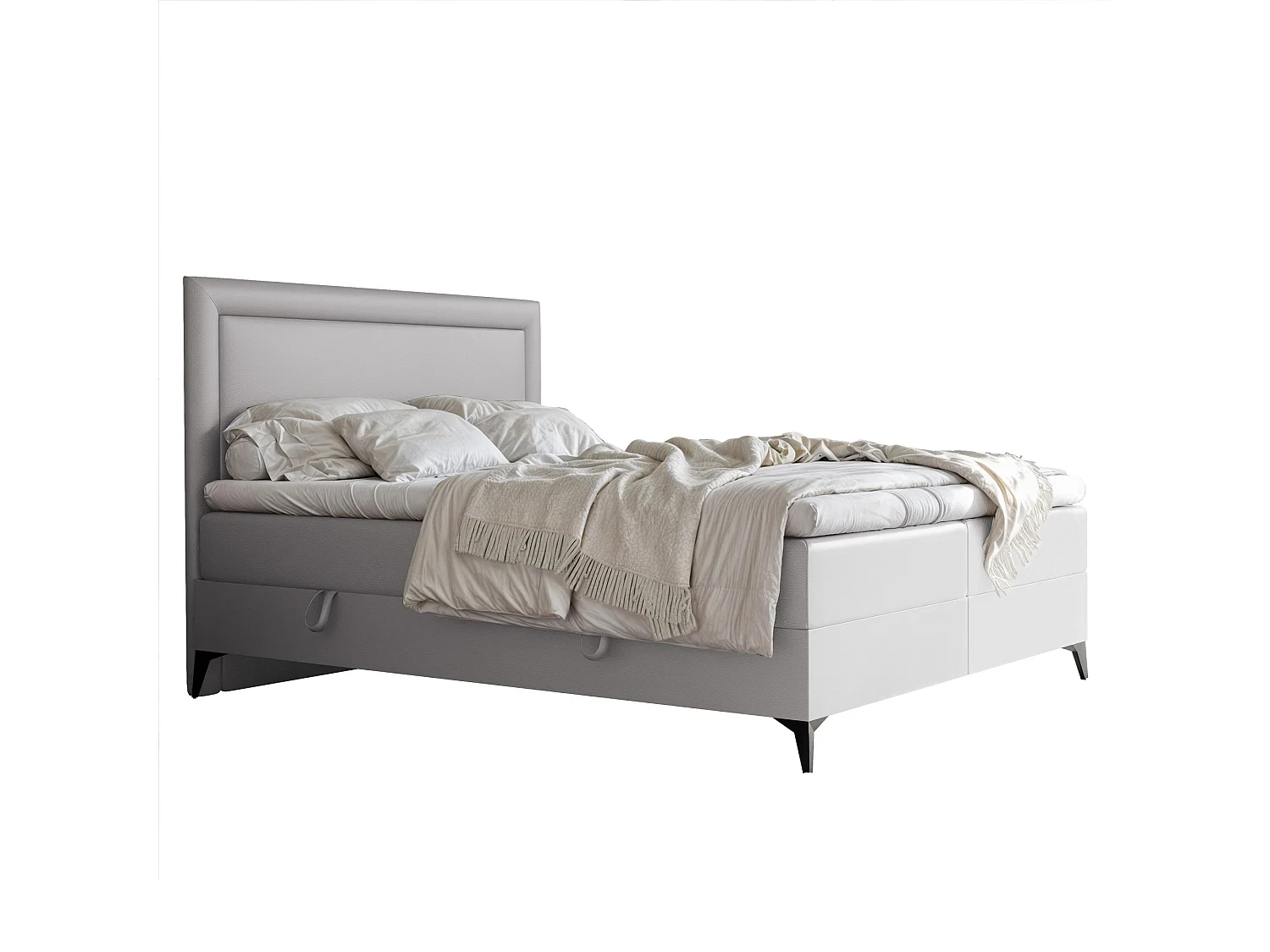 Lit continental rembourré avec surmatelas, gris  - 140x200 - NERO