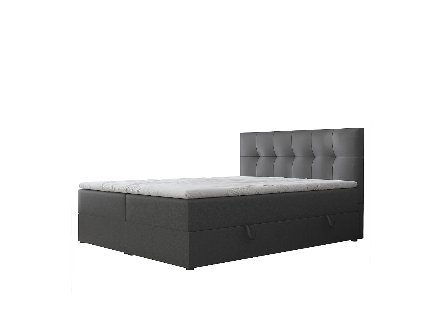 Lit continental rembourré avec surmatelas, noir  - 140x200 - RENZO