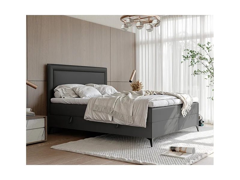 Lit continental rembourré avec surmatelas, noir  - 120x200 - NERO