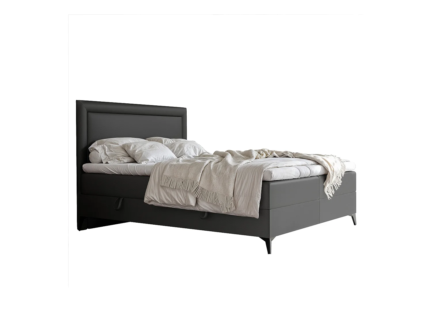 Lit continental rembourré avec surmatelas, noir  - 120x200 - NERO