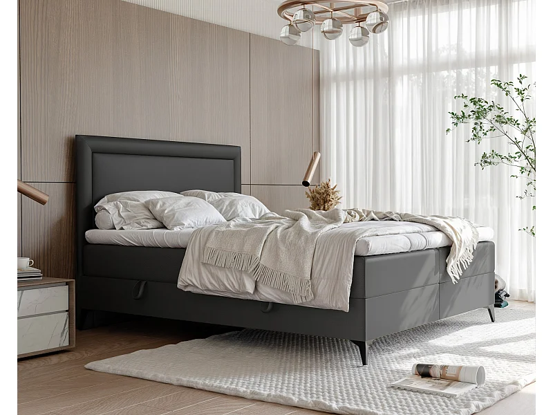 Lit continental rembourré avec surmatelas, noir  - 120x200 - NERO