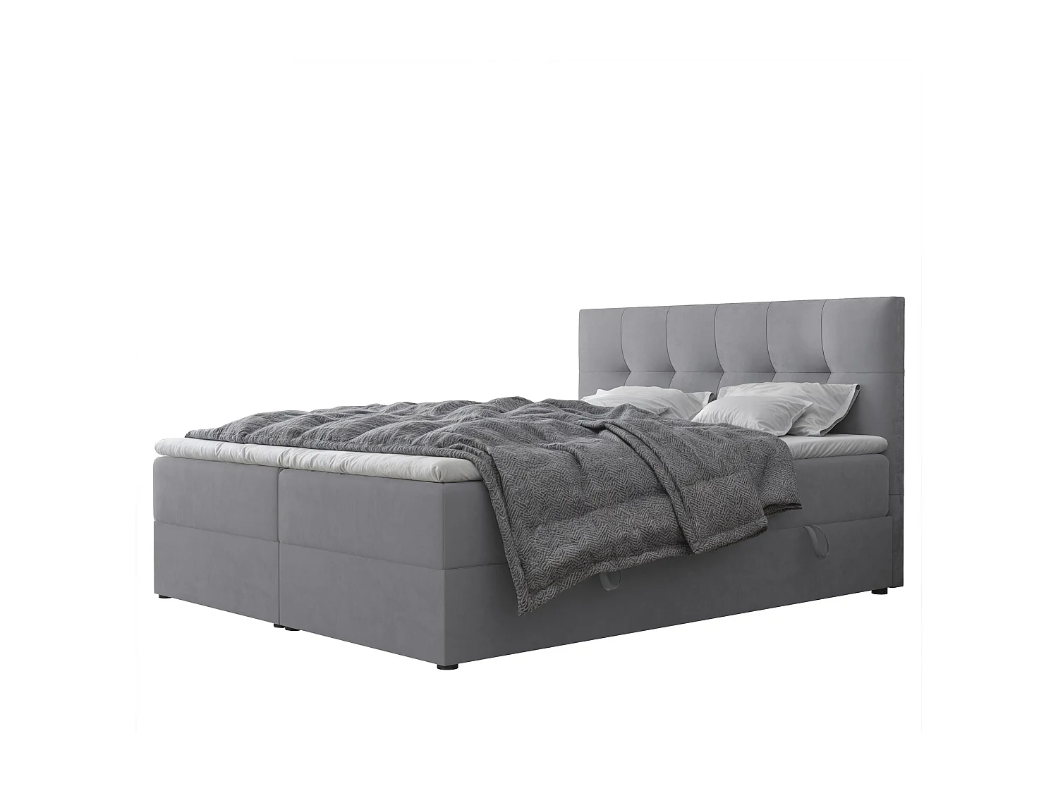 Lit continental rembourré avec surmatelas, gris clair - 160x200 - RENZO