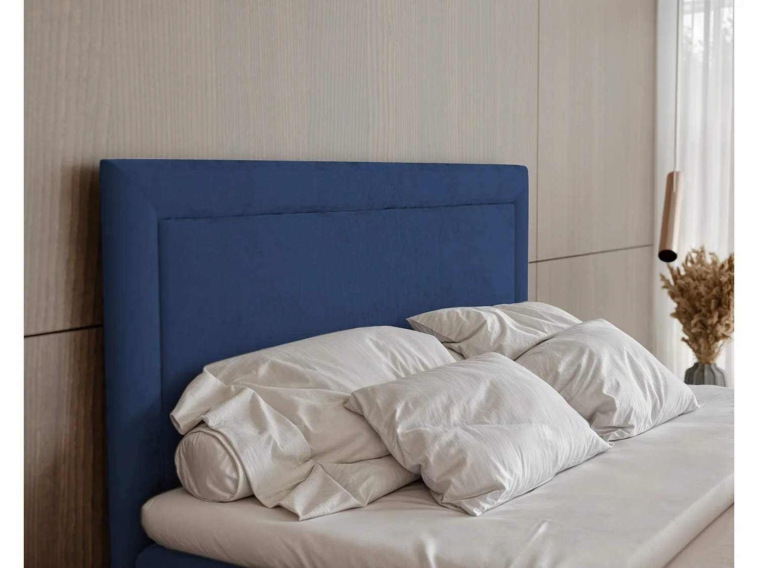 Lit continental rembourré avec surmatelas, bleu - 140x200 - NERO