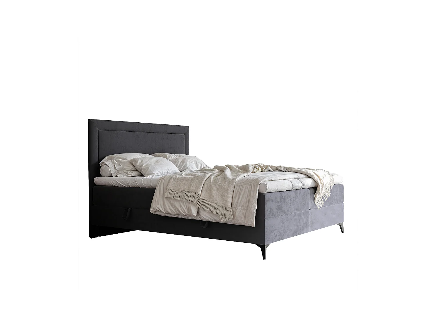 Lit continental rembourré avec surmatelas, gris anthracite - 200x200 - NERO