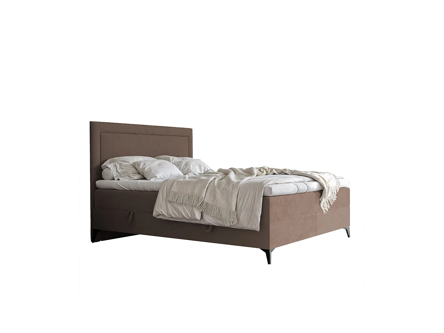 Lit continental rembourré avec surmatelas, marron - 120x200 - NERO