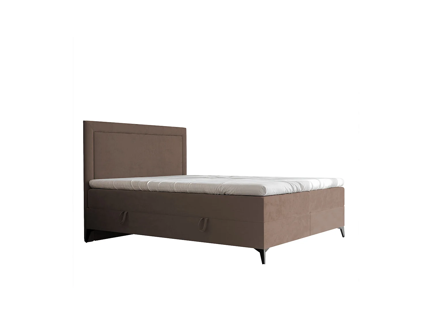 Lit continental rembourré avec surmatelas, marron - 120x200 - NERO