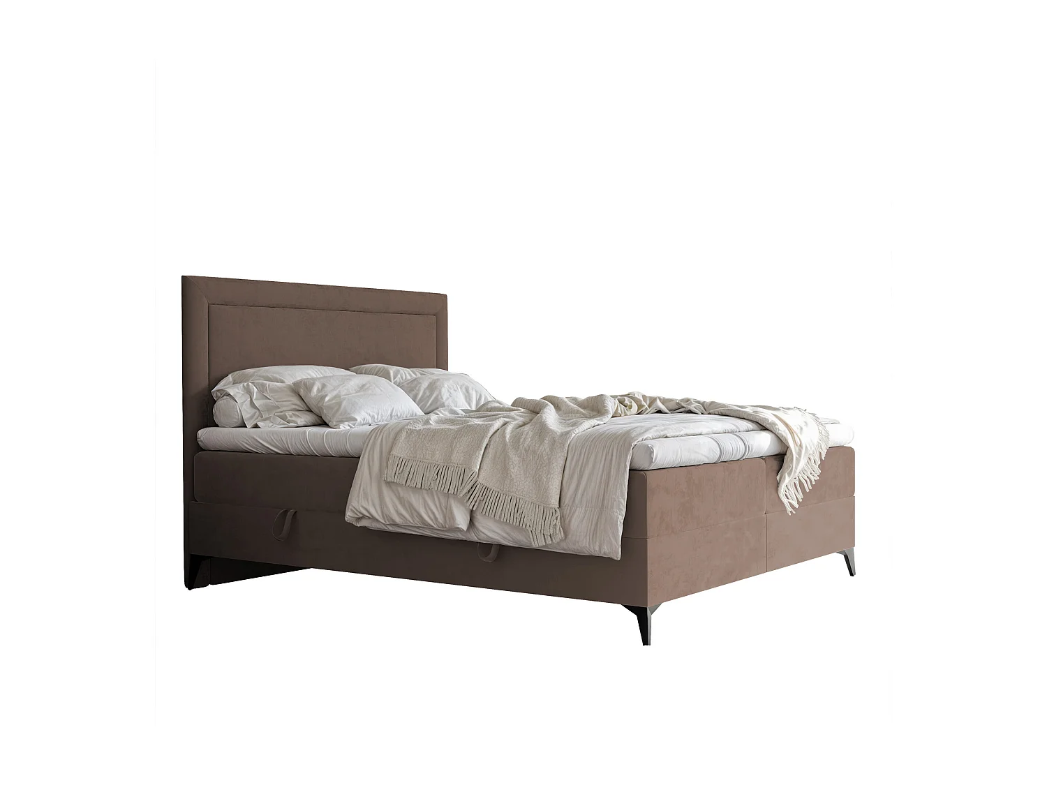 Lit continental rembourré avec surmatelas, marron - 120x200 - NERO