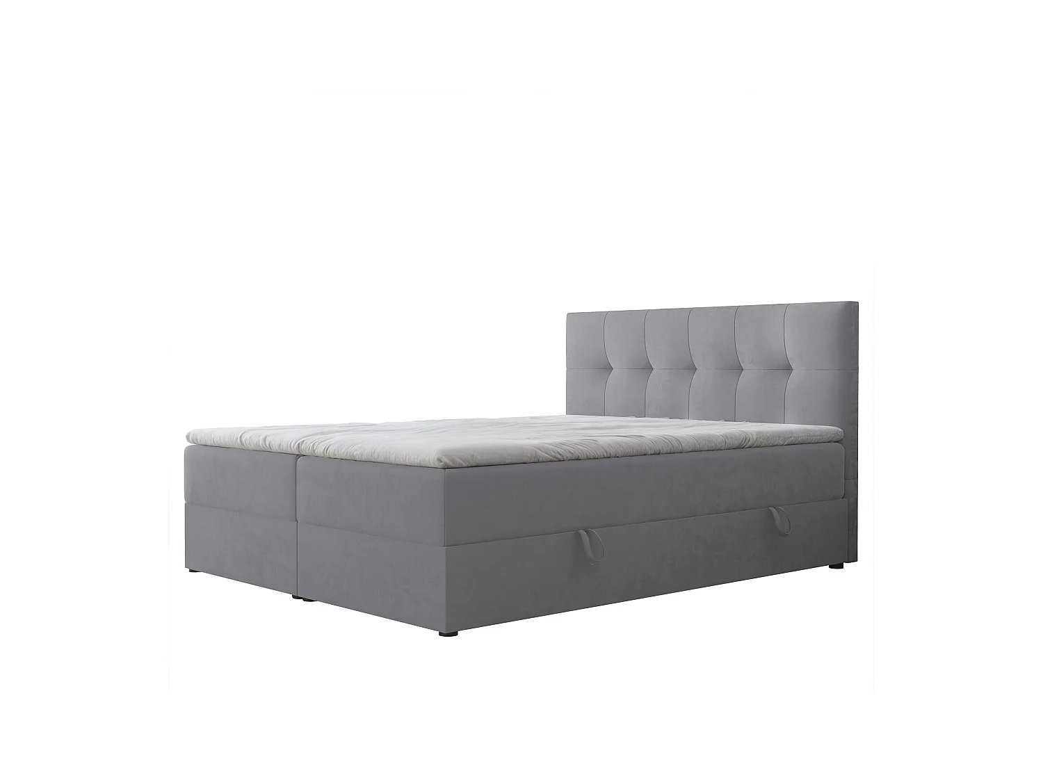 Lit continental rembourré avec surmatelas, gris clair - 120x200 - RENZO