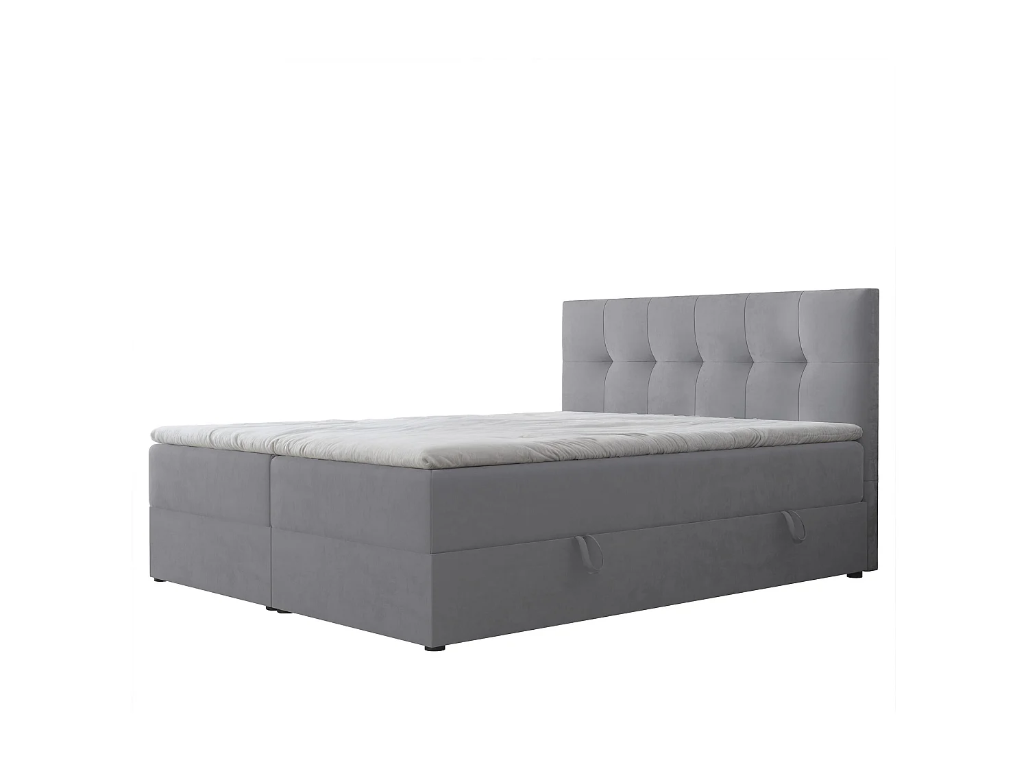 Lit continental rembourré avec surmatelas, gris clair - 120x200 - RENZO