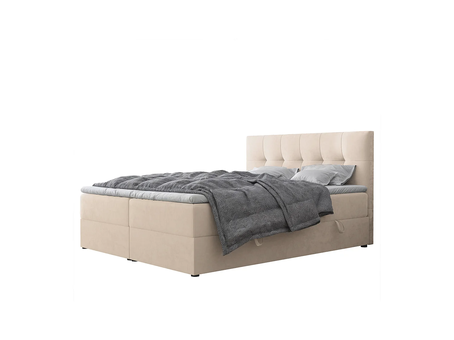 Lit continental rembourré avec surmatelas, crème - 120x200 - RENZO