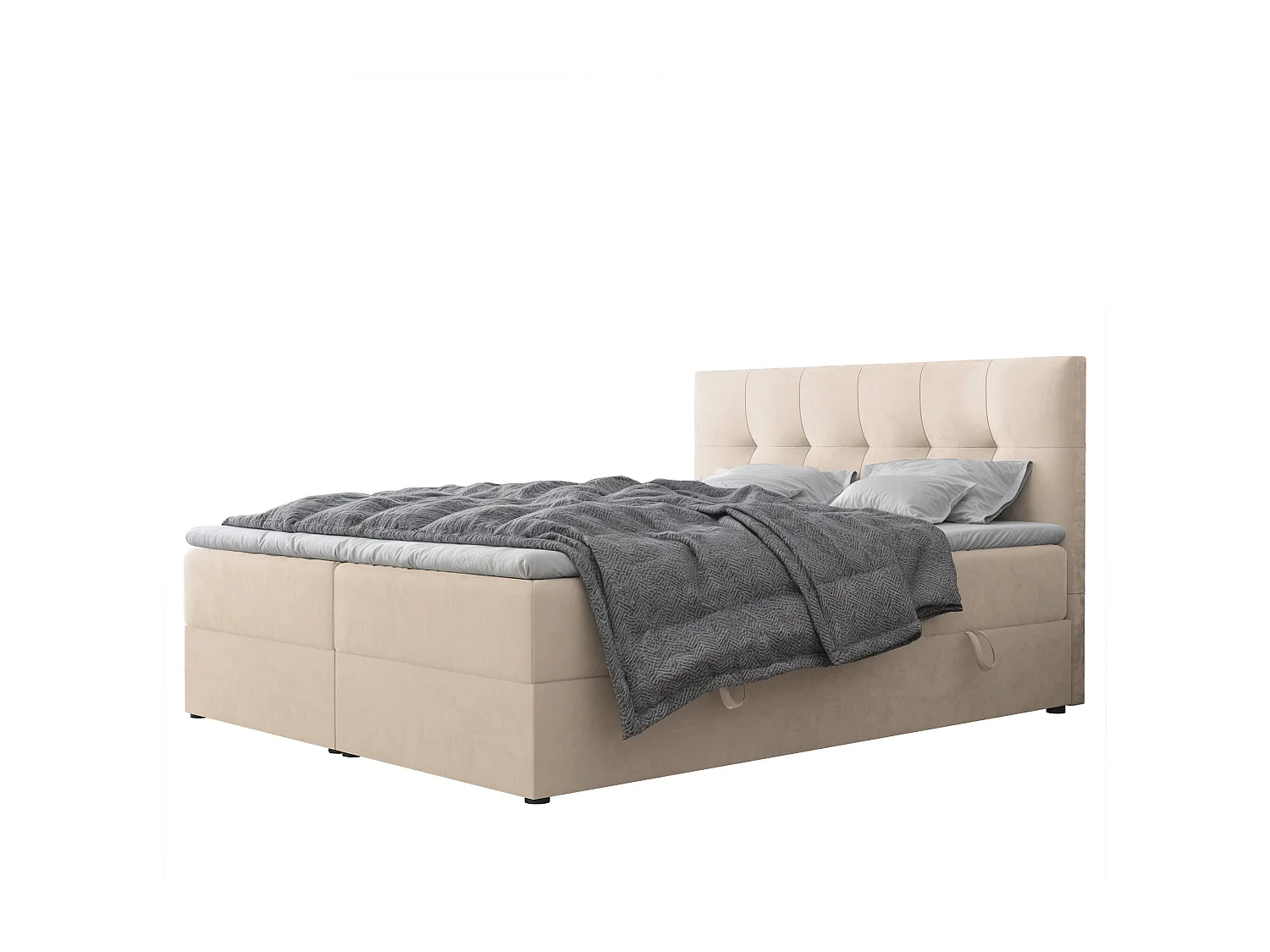 Lit continental rembourré avec surmatelas, crème - 120x200 - RENZO