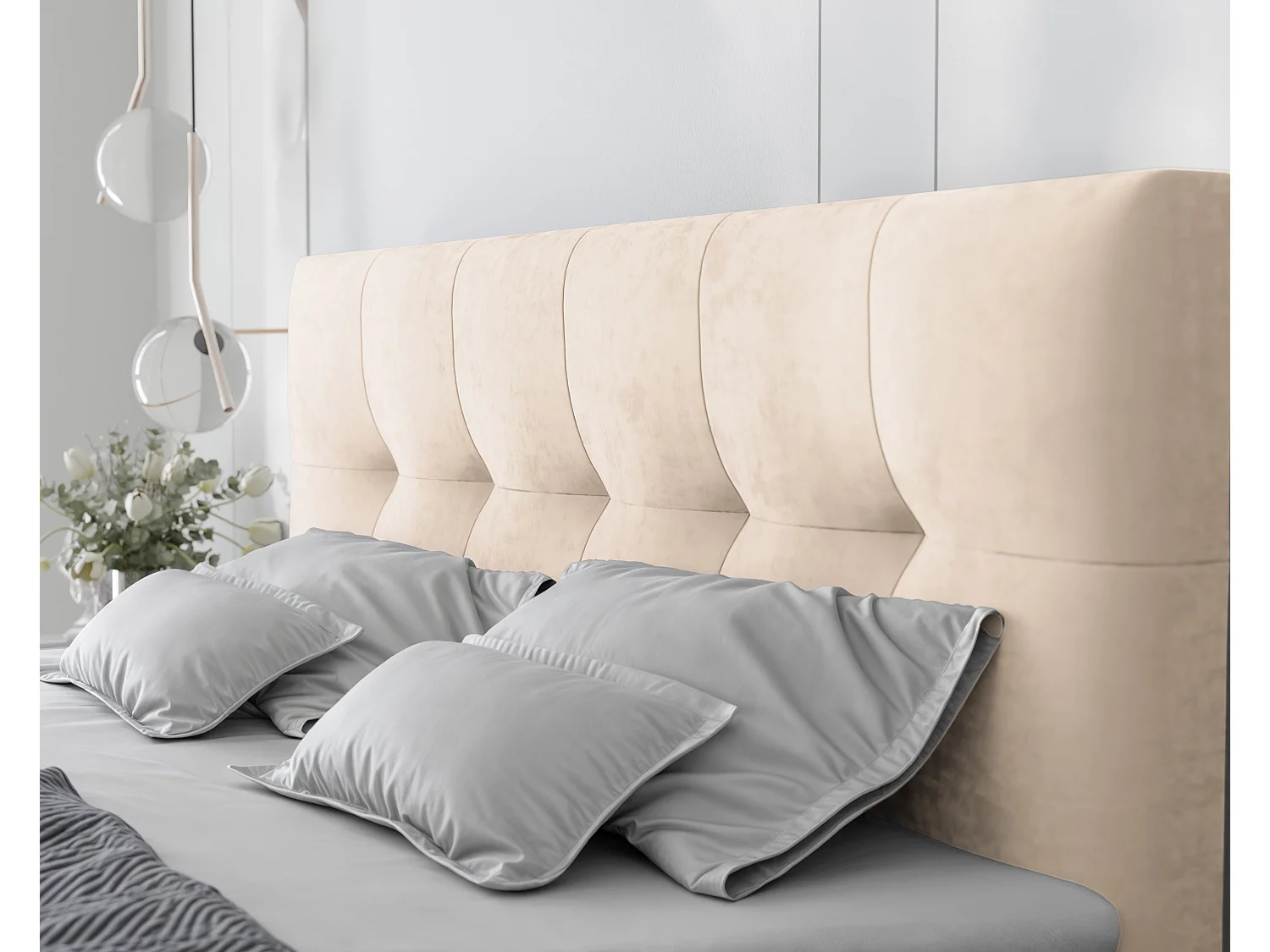 Lit continental rembourré avec surmatelas, crème - 120x200 - RENZO