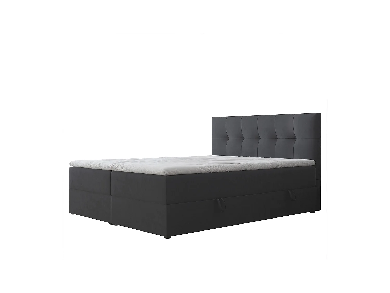 Lit continental rembourré avec surmatelas, noir - 180x200 - RENZO