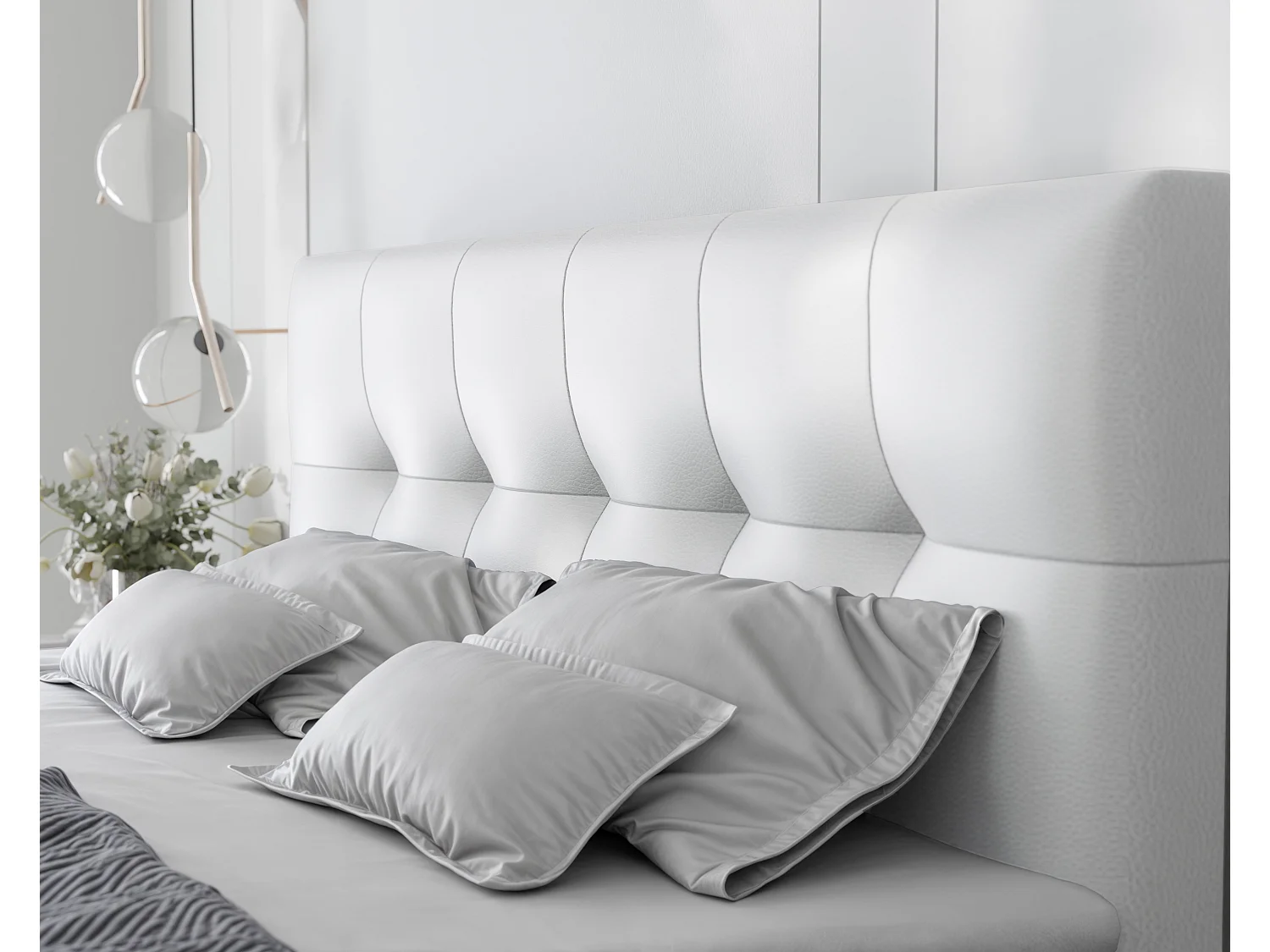 Lit continental rembourré avec surmatelas, blanc  - 140x200 - RENZO