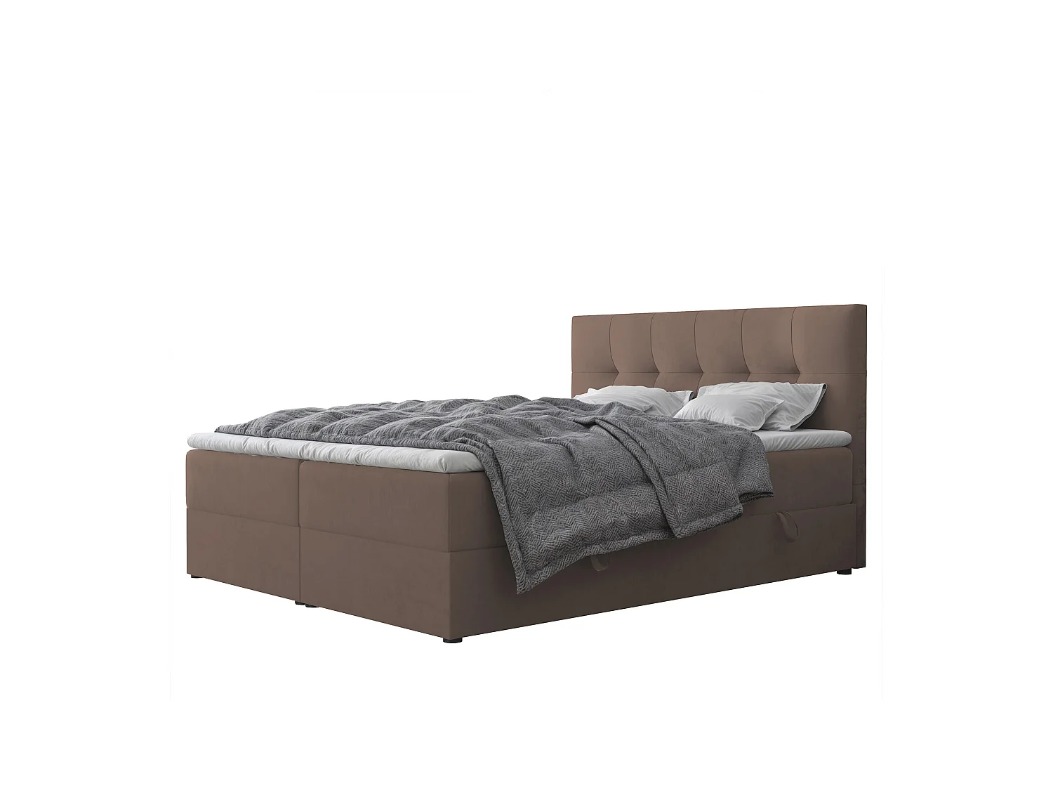 Lit continental rembourré avec surmatelas, marron - 180x200 - RENZO
