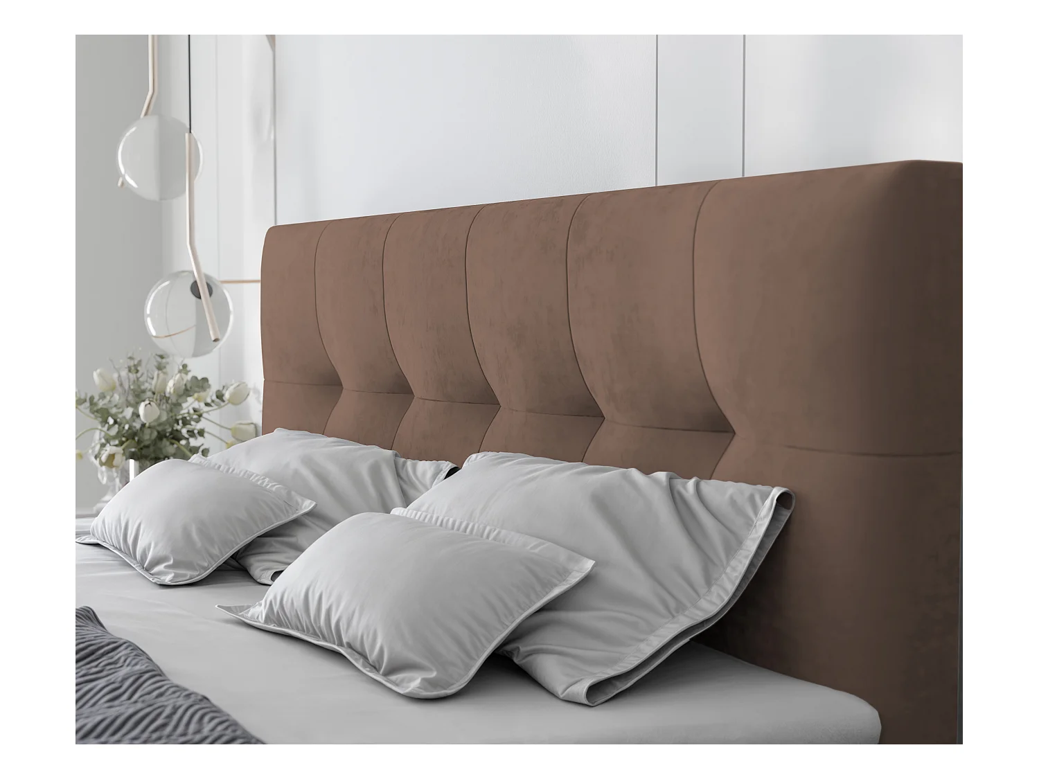 Lit continental rembourré avec surmatelas, marron - 180x200 - RENZO