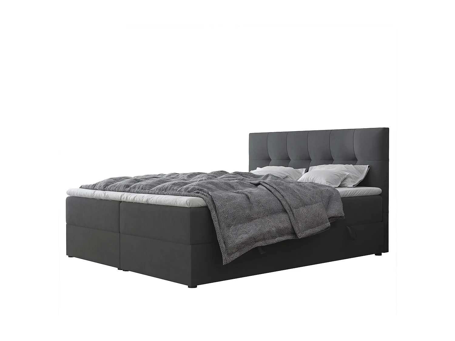 Lit continental rembourré avec surmatelas, gris anthracite - 140x200 - RENZO