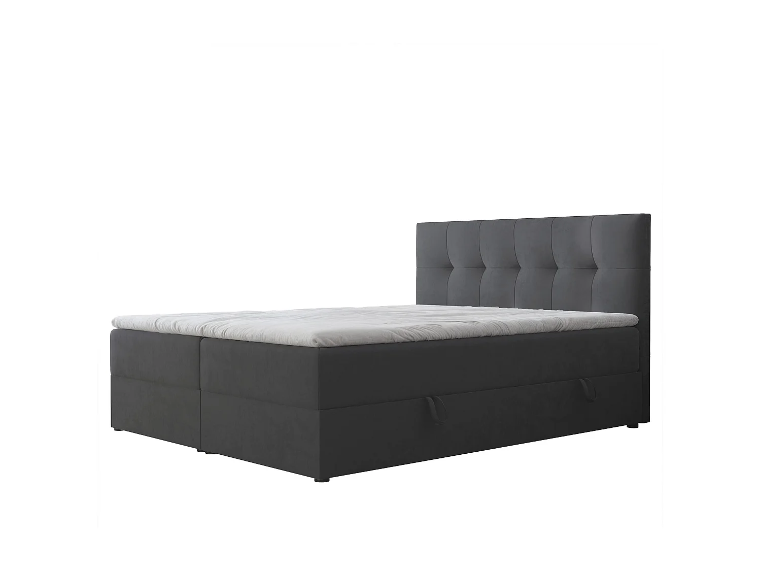 Lit continental rembourré avec surmatelas, gris anthracite - 140x200 - RENZO