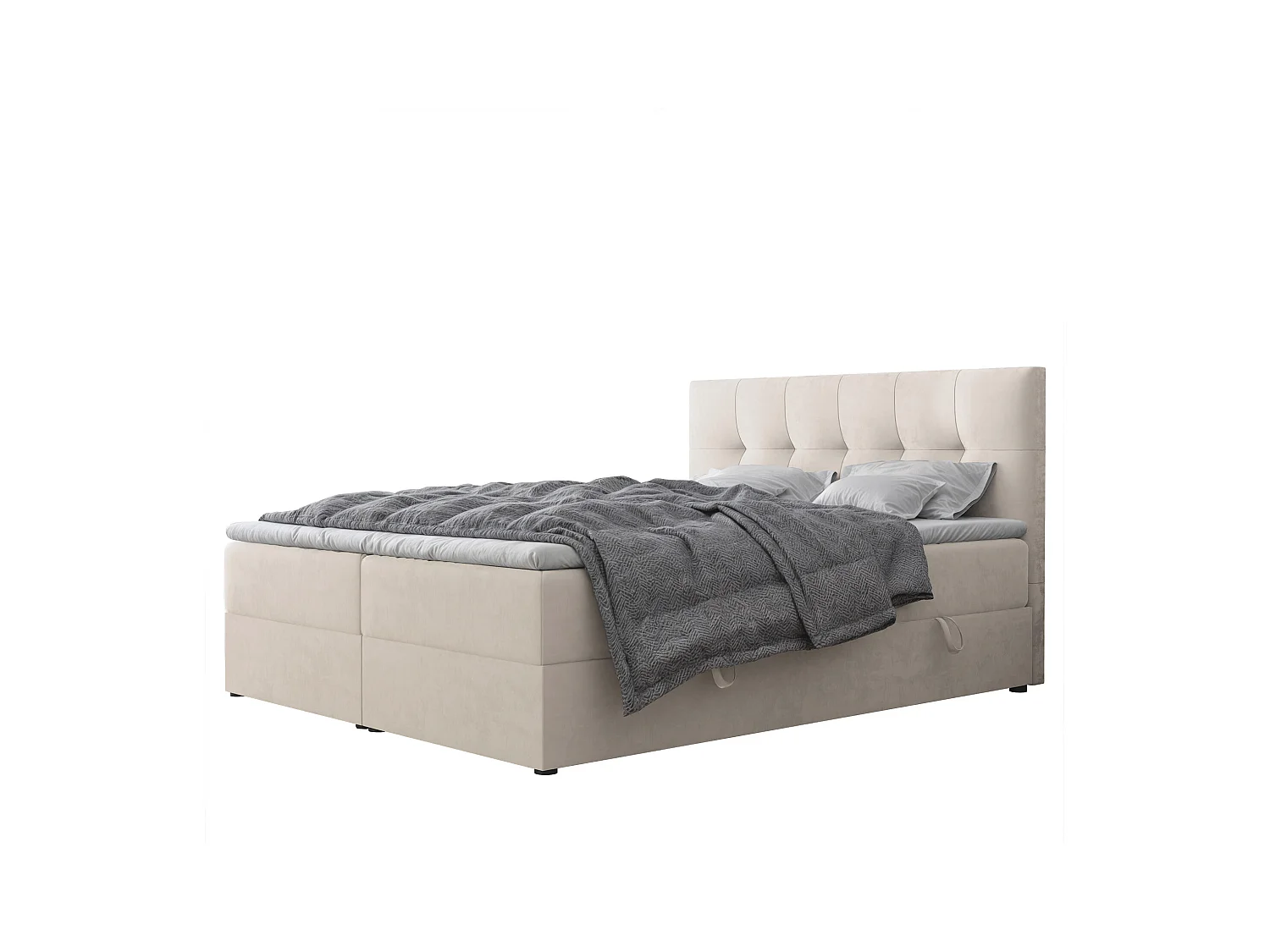 Lit continental rembourré avec surmatelas, beige - 180x200 - RENZO